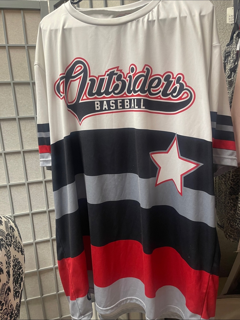 Outsiders Baseball Graphic Jersey - White, Black & Red
